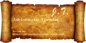 Jablonszky Tivadar névjegykártya